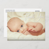 Bedankt | Foto Zachte Moderne Baby Briefkaart (Voorkant / Achterkant)