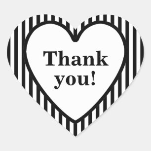 Bedankt - Geometrisch zwart / wit streeppatroon Hart Sticker