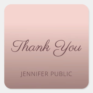 Bedankt Getypte Script Sjabloon Roze Goud Kleur Vierkante Sticker