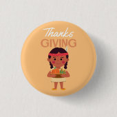 Bedankt GEVEN Button – Feestelijke Turkije Thanksg (Voorkant)