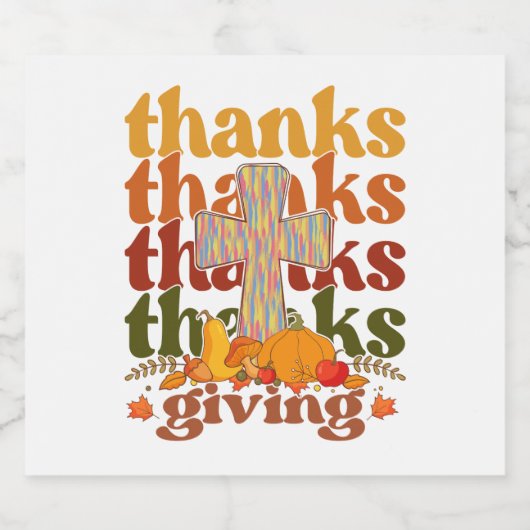 Bedankt geven kruispompoen sparkling wijnetiket (Enkel label)