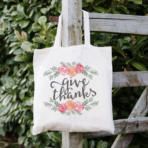 Bedankt geven Thanksgiving Waterverf Floral Tote Bag