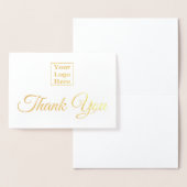 Bedankt Gold en White Elegant Business Logo Folie Kaarten (Display)