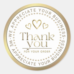 BEDANKT GOLD HEARTS LOGO BUSINESS RONDE STICKER
