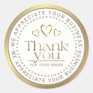 BEDANKT GOLD HEARTS LOGO BUSINESS RONDE STICKER
