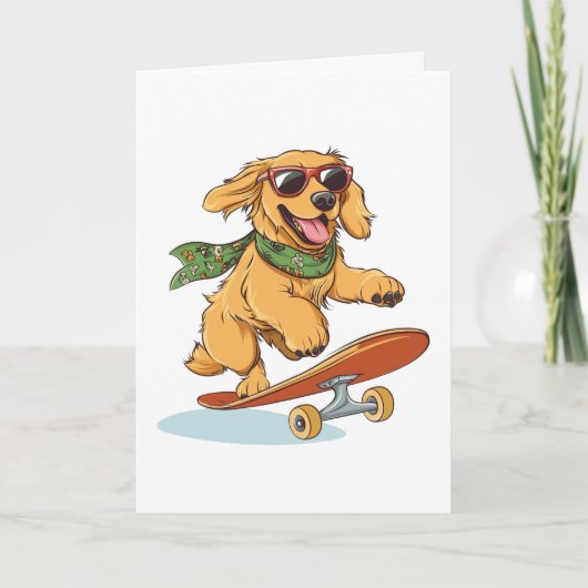 Bedankt Golden Retriever Hond Skateboarden (Voorkant)