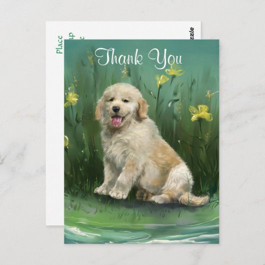 Bedankt Golden Retriever Puppy Briefkaart (Voorkant / Achterkant)