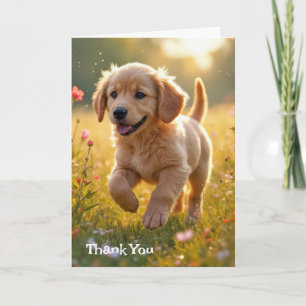 Bedankt Golden Retriever Puppy in een weiland Kaart