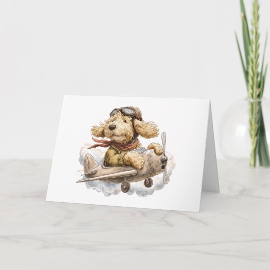 Bedankt Goldendoodle Dog Pilot Airplane (Voorkant)