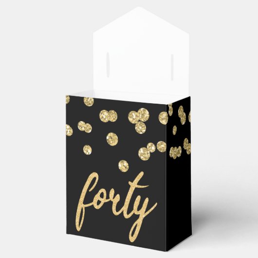 Bedankt Goud Zwart "Veertig" Verjaardagsfeest Bedankdoosjes (Geopend)