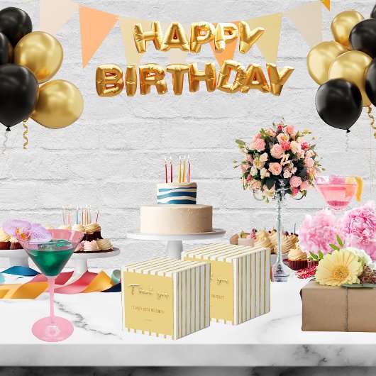 Bedankt gouden tekst en strepen 50 ste verjaardag bedankdoosjes