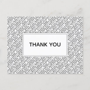 Bedankt Gracias Arigato Black White Gratitude Briefkaart