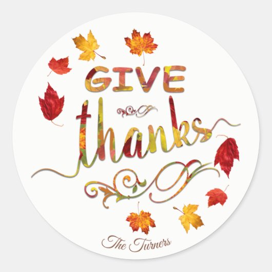 Bedankt grafisch Herfst Rustic Thanksgiving Monogr Ronde Sticker (Voorkant)