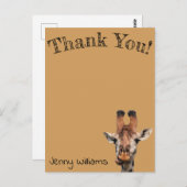 Bedankt, grappige giraffe, Brown Briefkaart (Voorkant / Achterkant)