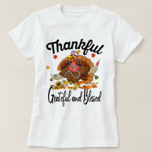 Bedankt Grateful and Blessed Turkey Nurse T-shirt