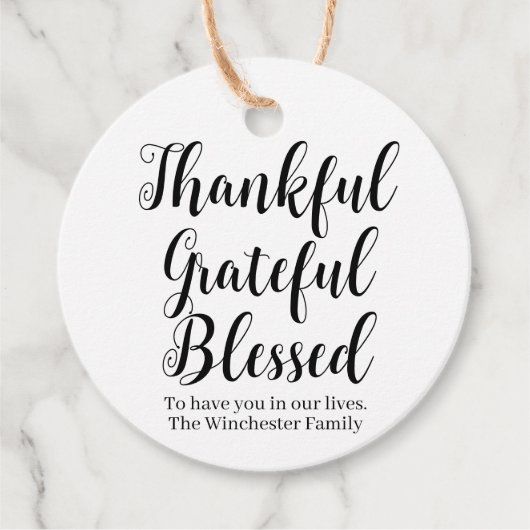 Bedankt Grateful Blessed custom script vakantie Bedankjes Labels (Voorkant)