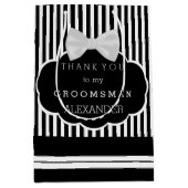 Bedankt Groomsman Stripes White Bow Stropdas en na Medium Cadeauzakje (Voorkant)