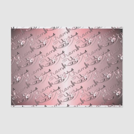 "Bedankt" Handgeschreven Silvery Roos Font Tissuepapier (Voorkant)