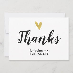 Bedankt Hartelijk dank voor uw Bridesmaid-kaart