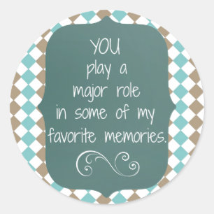 Bedankt Herinneringen Quote Ronde Sticker