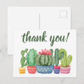Bedankt hipster cactus waterverf illustratie briefkaart (Voorkant / Achterkant)