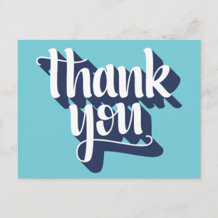 Bedankt hipster typografie blauw en wit briefkaart
