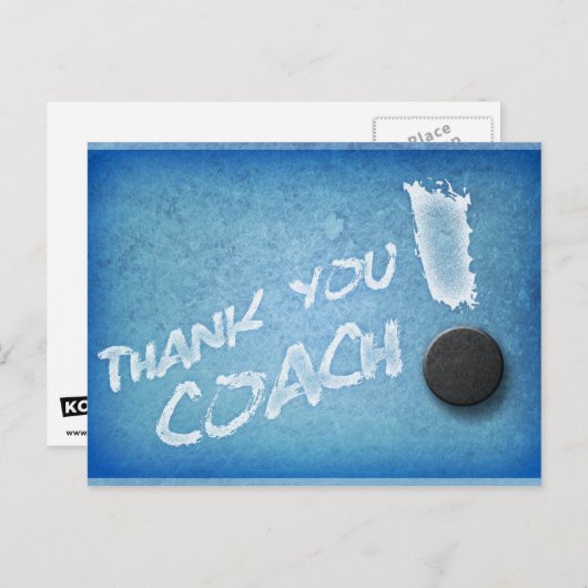 Bedankt Hockey Coach Briefkaart Icy Blue Style (Voorkant / Achterkant)