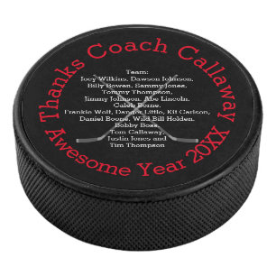 Bedankt Hockey Coach met Team Names Hockey Puck