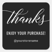 Bedankt in White Modern Script Black Hartelijk dan Vierkante Sticker (Voorkant)