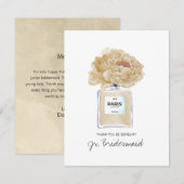 Bedankt Jr. Bridesmaid Champagne Peonies Kaart (Voorkant / Achterkant)