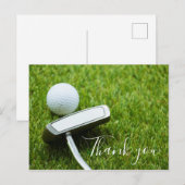 Bedankt kaart voor golfer met golfbal & Putter (Voorkant / Achterkant)