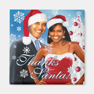 Bedankt kerstman! Barack en Michelle Magnet Magneet