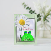 Bedankt kikker en madeliefje briefkaart (Staand voorkant)