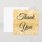 Bedankt, klassiek script, gouden glitters bruiloft notitiekaartje (Voorkant / Achterkant)