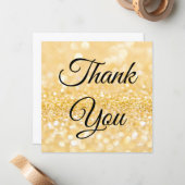 Bedankt, klassiek script, gouden glitters bruiloft notitiekaartje (Voorkant / Achterkant in situ)