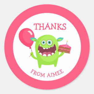 Bedankt Kleine Monster Partij Ronde Sticker