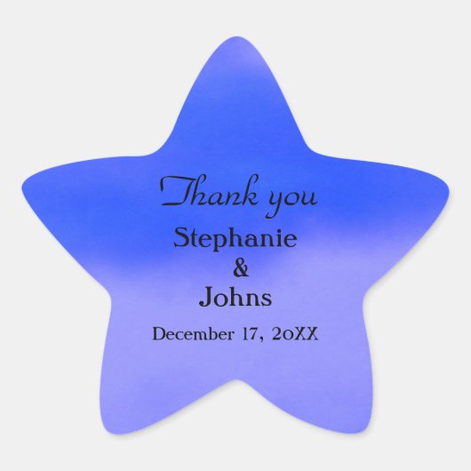 Bedankt Label Deep Blue Cloud Abstracte bruiloft (Voorkant)