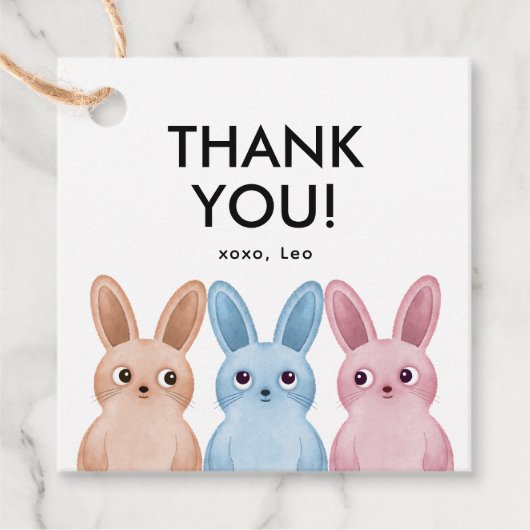 Bedankt label met konijntjes (Voorkant)