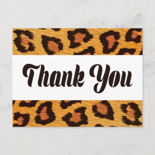 Bedankt Leopard Skin Gold & Brown Wedding Party Briefkaart