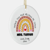 Bedankt Leraar Waardering Rainbow Custom Name Keramisch Ornament (Rechts)