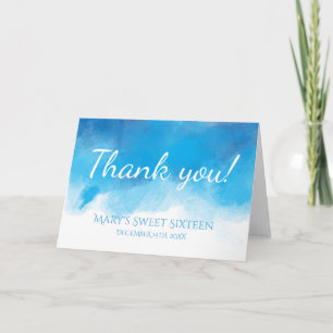 Bedankt lieve 16 zomer blauwe Waterverf