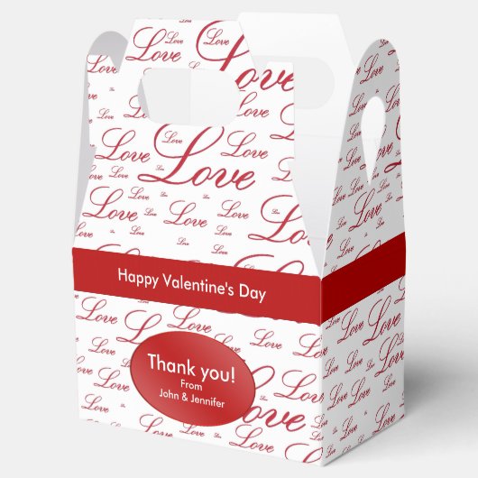 Bedankt - "Love" Red Valentijns's typografie Bedankdoosjes (Geopend)