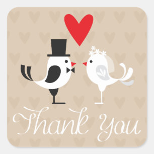 Bedankt Lovebirds & Hearts Wedding Stickers