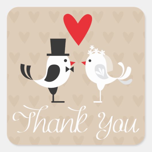 Bedankt Lovebirds & Hearts Wedding Stickers (Voorkant)