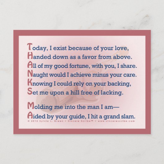 Bedankt, MA (Acrostiek) Briefkaart (Voorkant)