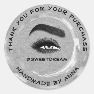 Bedankt Makeup Artist Lash Cleaner Logo Silver Gra Ronde Sticker