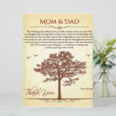 Bedankt mam en pap Gift, moeder/Vaderdag cadeau Menu (Staand voorkant)