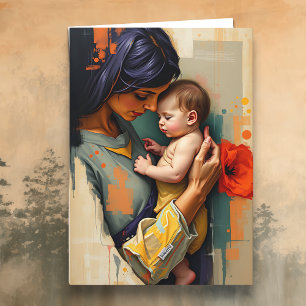 Bedankt mam Moeder en kind Moederdag Kaart