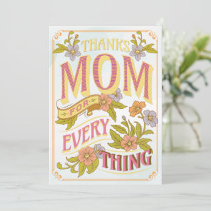 Bedankt mam voor elk ding, Mam Day Holiday Kaart