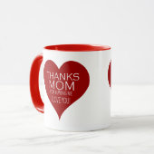 BEDANKT MAM VOOR HET HEBBEN VAN ME Rode Hart Typog Mok (Voorkant links)